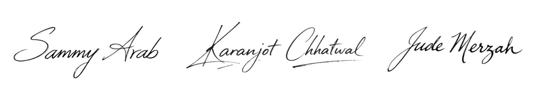 Signatures of Dr. Sammy Arab, Dr. Karanjot Chhatwal and Dr. Jude Merzah